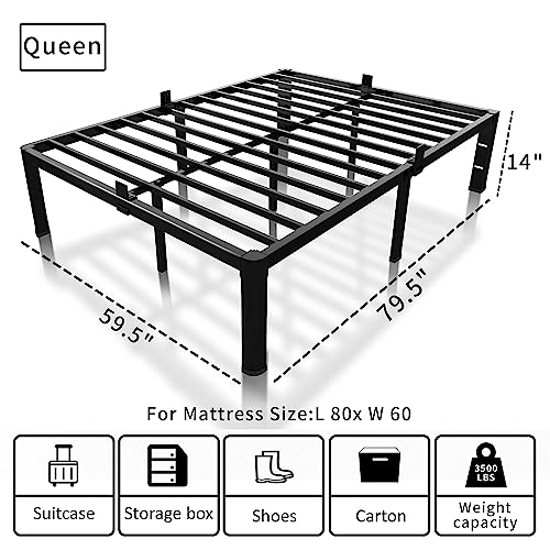 ROIL 12 inch California King Bed Frame Metal Platform with Headboard Hole S16036