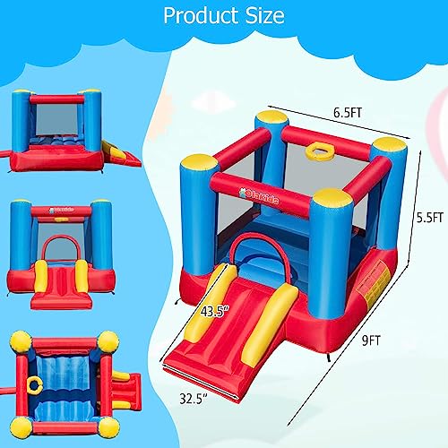 OLAKIDS Inflatable Bounce House 3 in 1 Kids Jumping Castle with Slide and Basketball Rim N370840