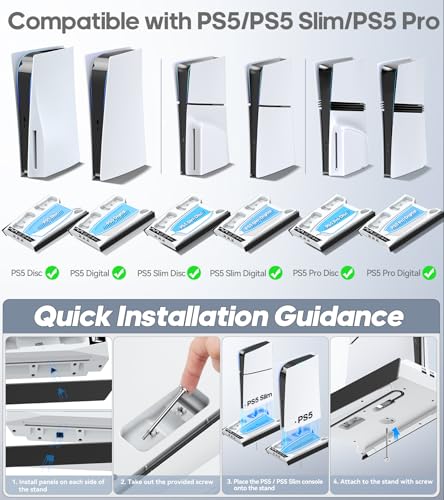 PS5 Stand with Cooling & Charging Station for Disc & Digital Console U78876