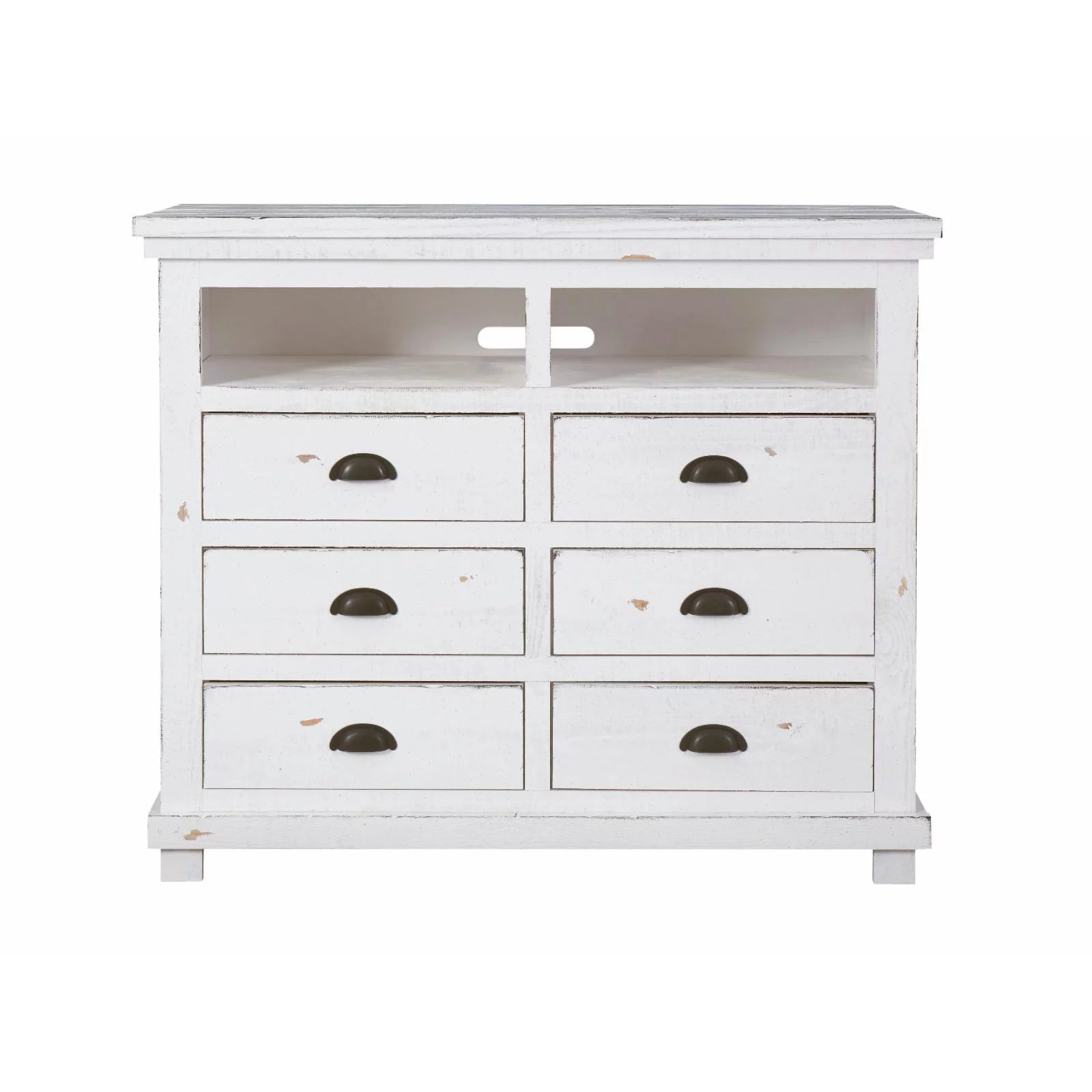 Progressive Furniture Willow 6 Drawer Media Chest in Distressed Pine G1128