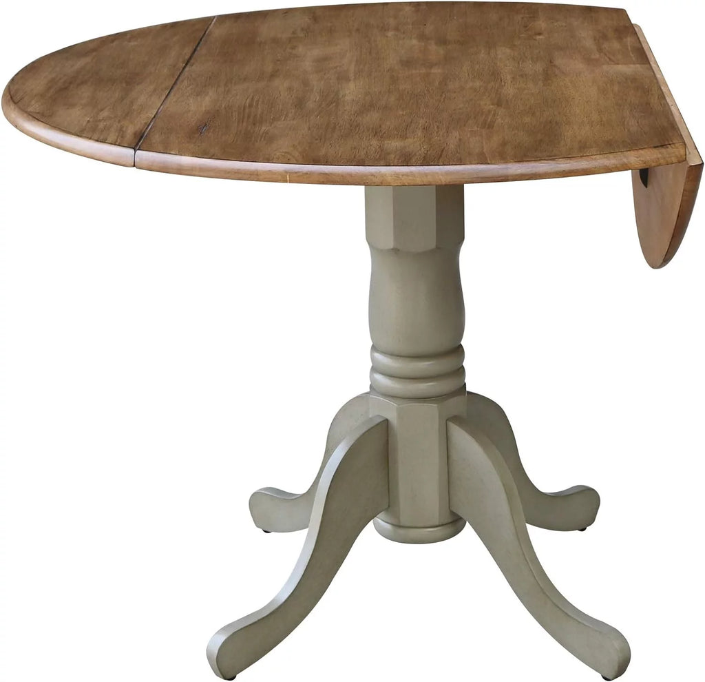 Inch Dual 42 Drop Leaf Dining Table, Distressed Hickory/Stone K77012