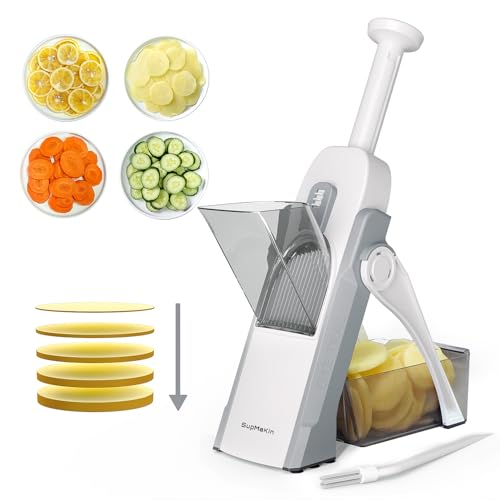 SUPMAKIN Safe Mandoline Slicer for Kitchen, Potato Slicer for Chips, Vegetable & Food Slicer,Thickness Adjustable 0.1-8 mm, Kitchen Faster Slice Artifact (Only Slicer Blue)