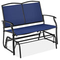 Best Choice Products 2-Person Outdoor Patio Swing Glider Steel Bench Loveseat Rocker for Deck, Porch w/Textilene Fabric, Steel Frame - Forest Green/Brown