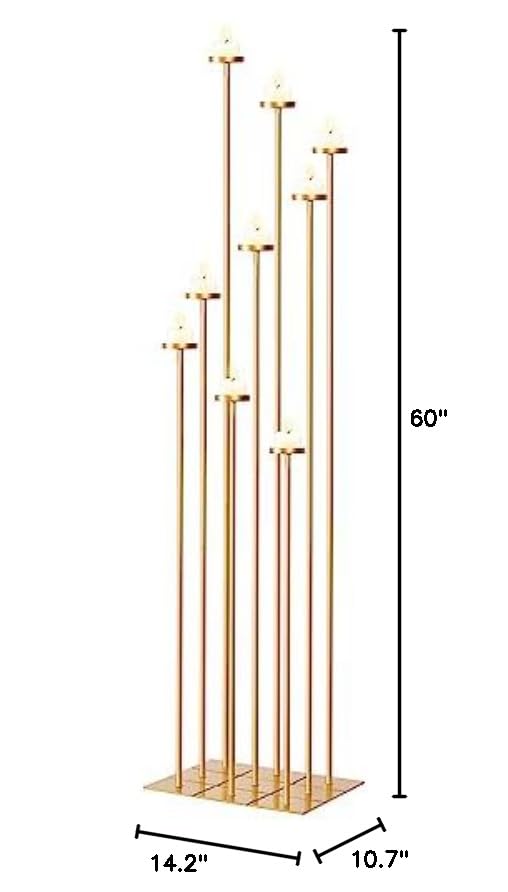 60'' Floor Candelabra Holder for 9 Arm Candlesticks, Black Metal F366