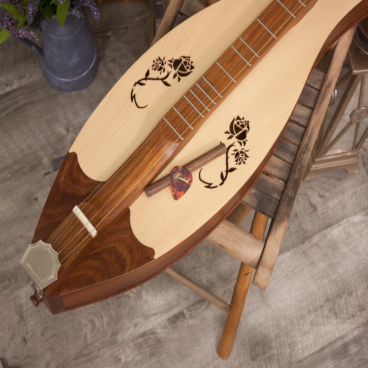Roosebeck Grace Mountain Dulcimer with Rose Soundholes, 4-String B5550