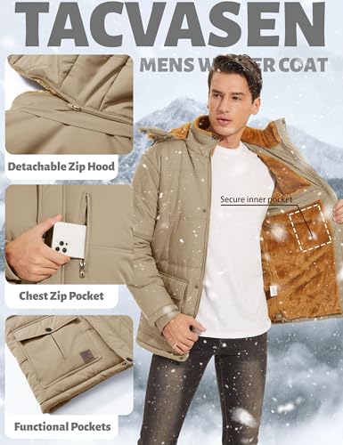 TACVASEN Men's Winter Hooded Parka Water Repellent Windproof Ski Coat B269945