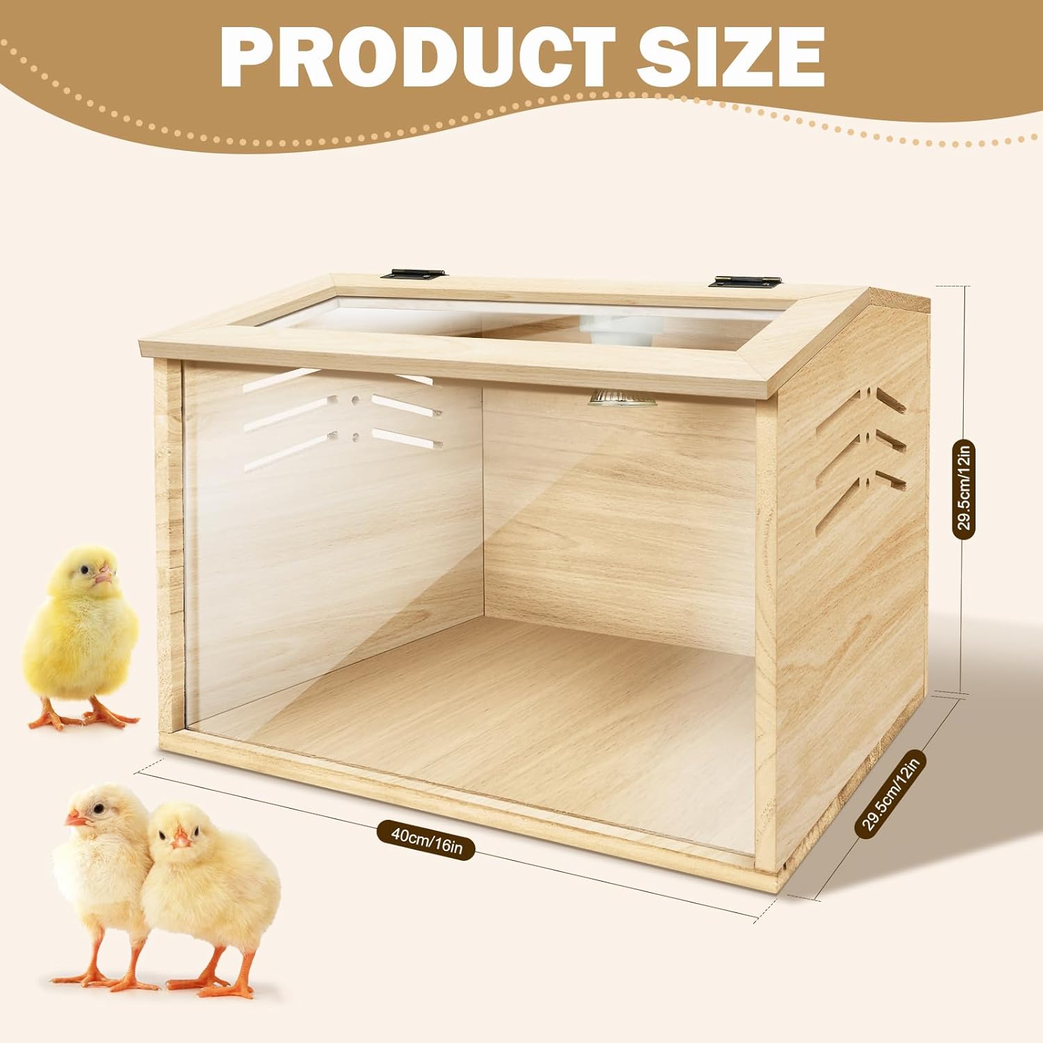 Chicken Brooder Box for Chicks, Small Coop, 15.7 x 12 x 12 inches I32556