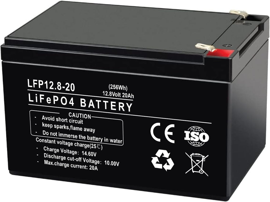 12V 20Ah Lifepo4 Battery, 5000+ Deep Cycles Rechargeable Battery, Built-in 20A BMS, Perfect for RVs, Camping, Off-Grid Applications, UPS, Power Tools, and Solar Energy Storage Systems