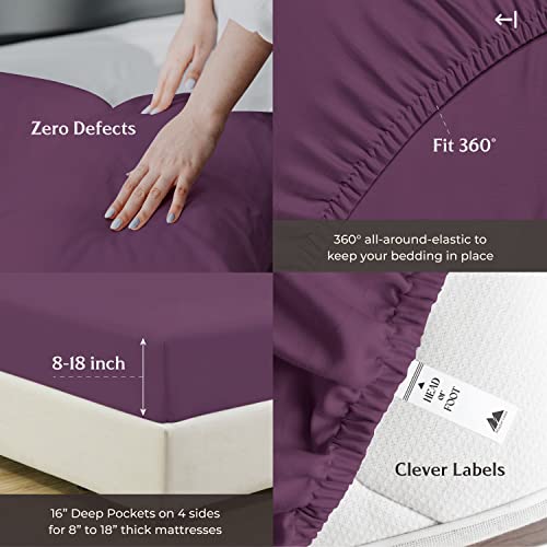 MAYFAIR LINEN 100% Pure Egyptian Cotton Sheets Queen Size - 4 PC White Hotel Bedding Set X670692