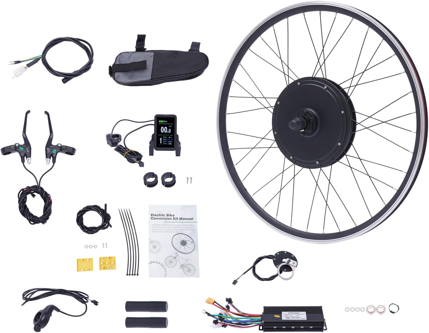 Electric Bike Conversion Kit, 28"/29"/700C Front Wheel E-Bike Hub Motor Kit, Brushless & Gearless Hub Motor Set E-Bicycle Conversion Kit 48V 1000W