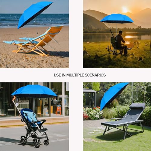 Chair Umbrella with Clamp, UPF 50+, 48 Inches for Patio Beach Chairs E521