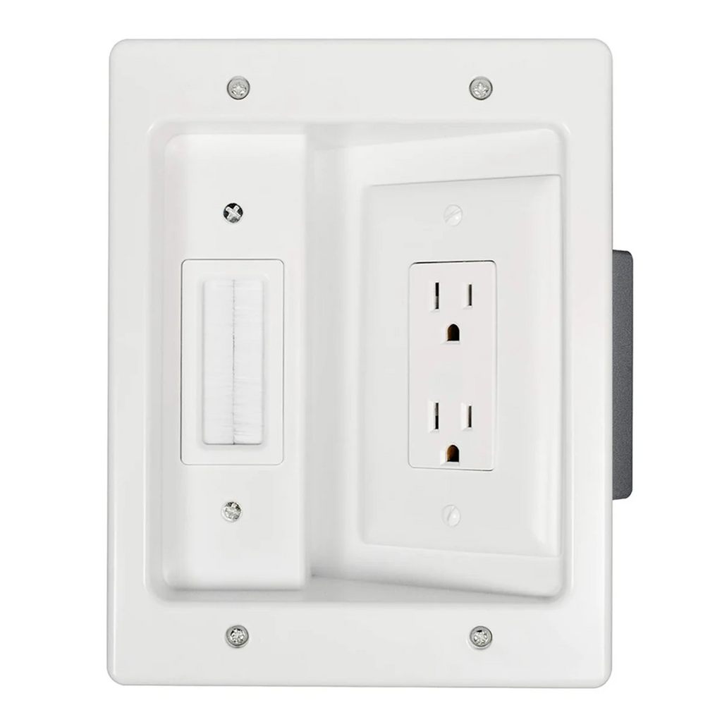 Recessed Outlet Box Cable Management Kit 15A 125V for TV Wires D64582