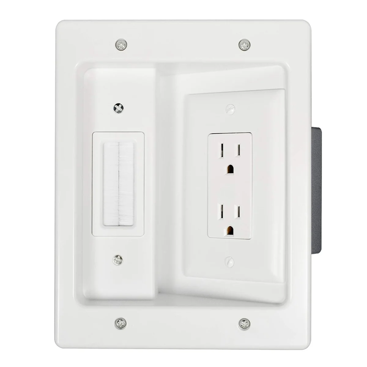 Recessed Outlet Box Cable Management Kit 15A 125V for TV Wires D64582
