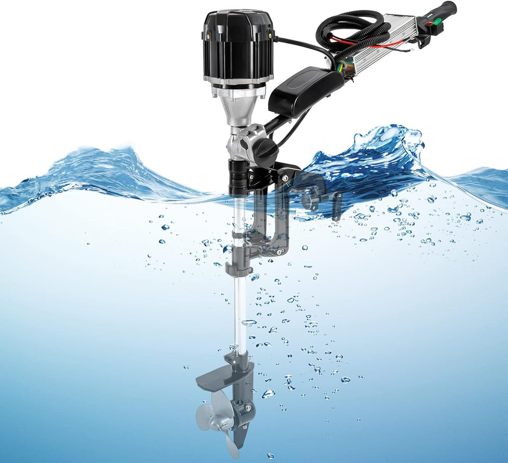 1000W 5HP Electric Outboard Motor Fishing Boat Engine Brushless Trolling Start Marine Trolley Driver Propeller Steering Handle for 6.56-13.12ft Small Vessels