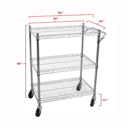 Oceanstar 3-Tier Heavy Duty Utility Cart, Chrome Q63941