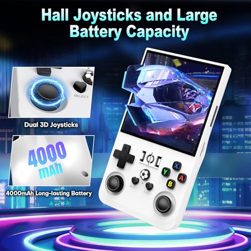 R36MAX Handheld Retro Game Console, 4.0 Inch IPS Screen, Transparent Gray Z561856