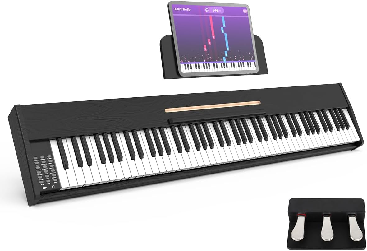 88 Key Digital Piano Keyboard,88 Key Full Size Weighted Hammer Action Electric Keyboard Piano with 200 Rhythms,200 Tones, Triple Pedal,Music Stand,for Beginner Professional at Home/Stage