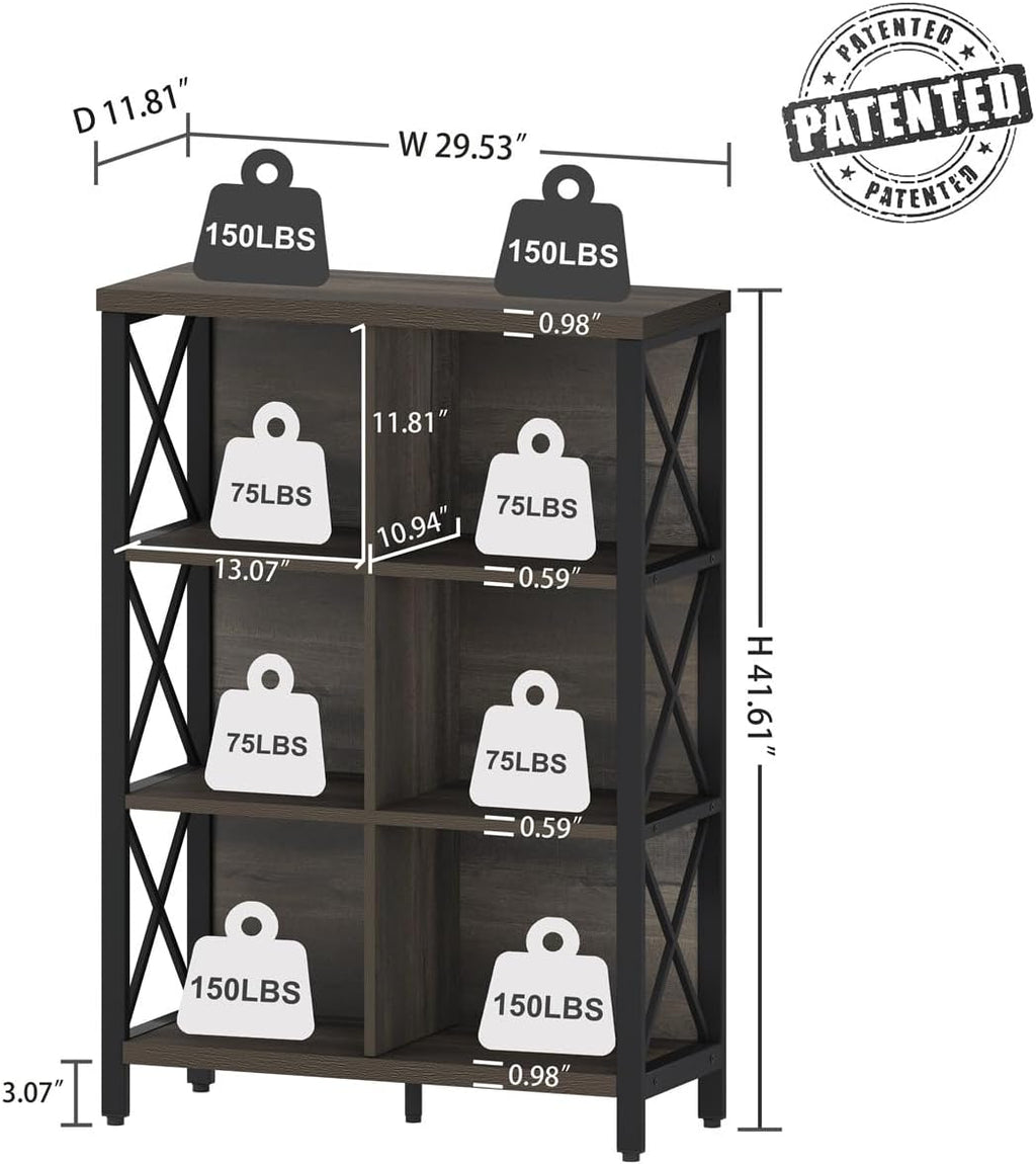 FATORRI Industrial Cube Bookcases and Bookshelves Walnut Brown U5827
