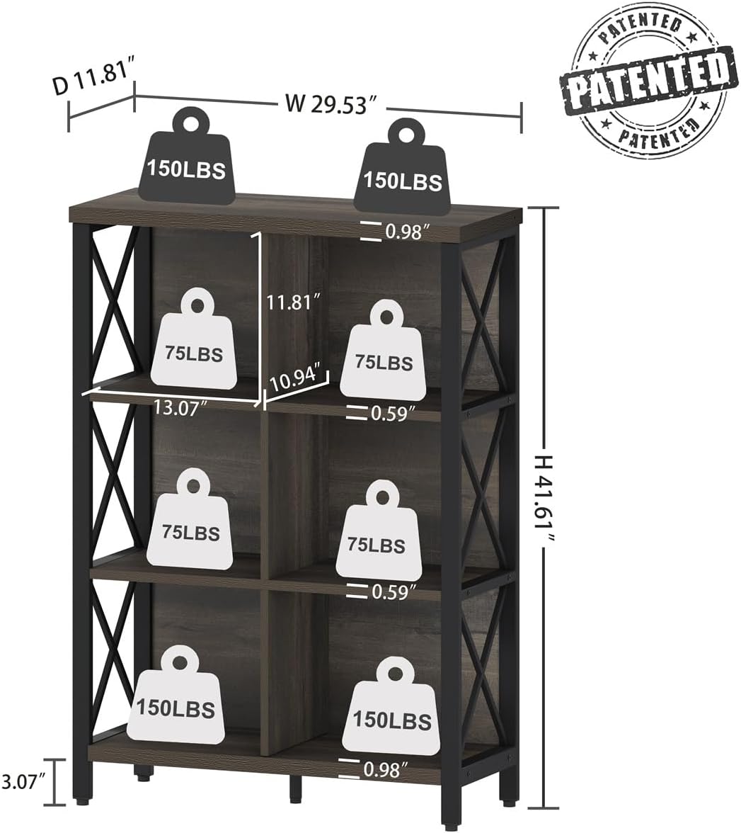 FATORRI Industrial Cube Bookcases and Bookshelves Walnut Brown U5827