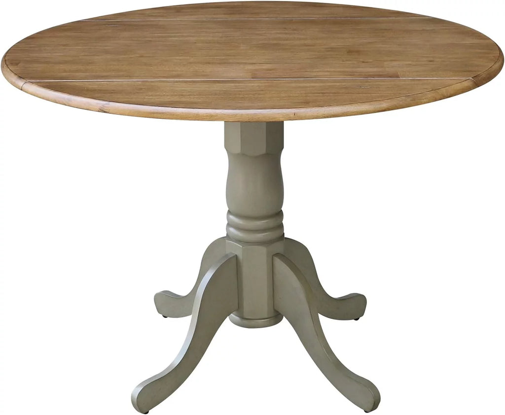 Inch Dual 42 Drop Leaf Dining Table, Distressed Hickory/Stone K77012