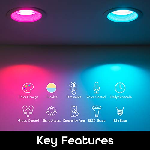 Geeni Prisma Plus BR30 LED Smart Light Bulb, Dimmable RGB WiFi, 4 Pack V505