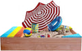 Wooden Cedar Sand Box, Large Kids' Outdoor Wooden Sandbox with Seat Boards, Kids Sand Boxes, Bottom Liner Included, 47.25" L x 47.25" W x 7.87" H