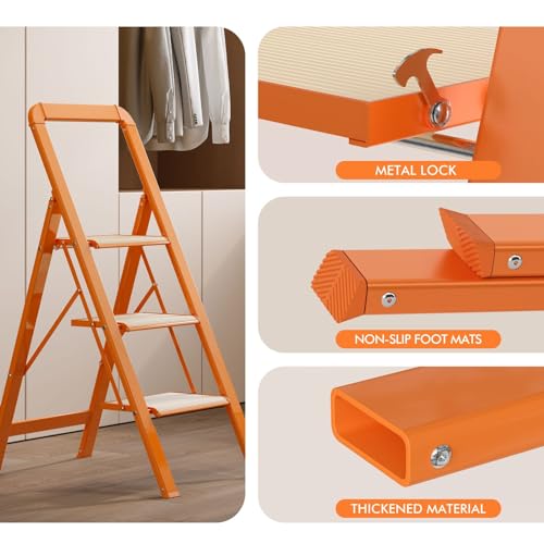 Folding Step Stool for Adults with Anti-Slip Pedals B40929