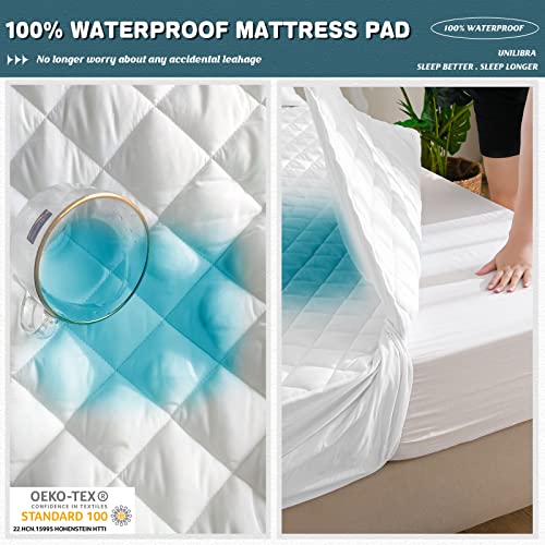 UNILIBRA Queen Size Waterproof Bamboo Cooling Mattress Protector, Deep Pocket, White C141