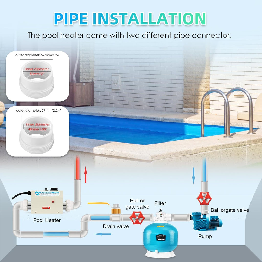 Mxmoonant 3KW 220V Electric Pool Heater with Thermostat S3463