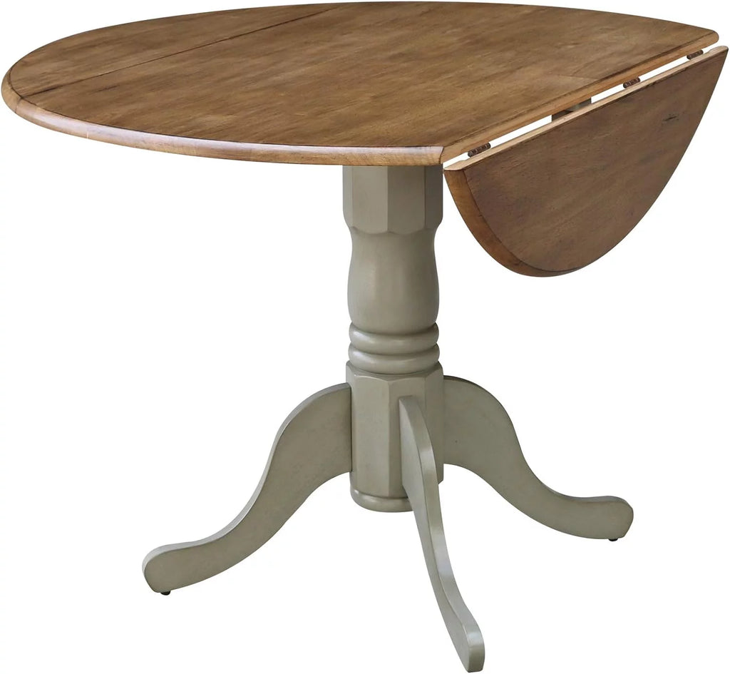 Inch Dual 42 Drop Leaf Dining Table, Distressed Hickory/Stone K77012