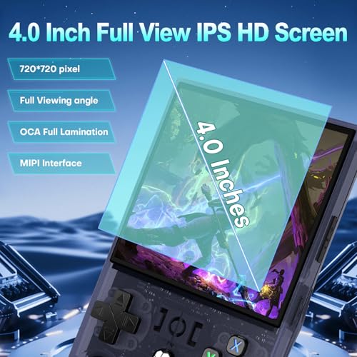 R36MAX Handheld Retro Game Console, 4.0 Inch IPS Screen, Transparent Gray Z561856