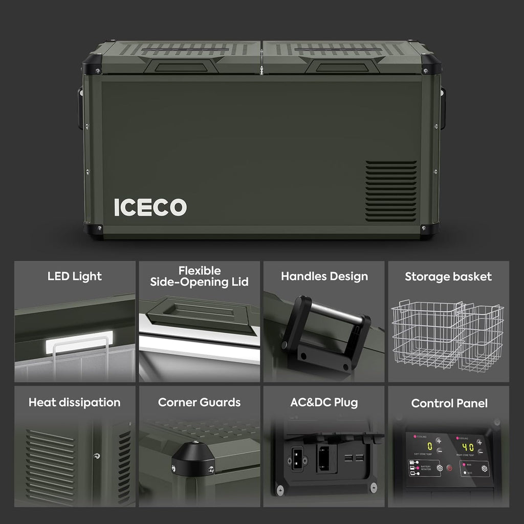 ICECO VL75ProD Portable Refrigerator, Dual Zone 12V Car Fridge Freezer V422021