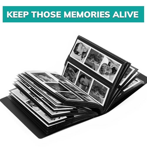 Photo Booth Album 2x6 with Picture Sleeves, 26 Pages, Black Q30395