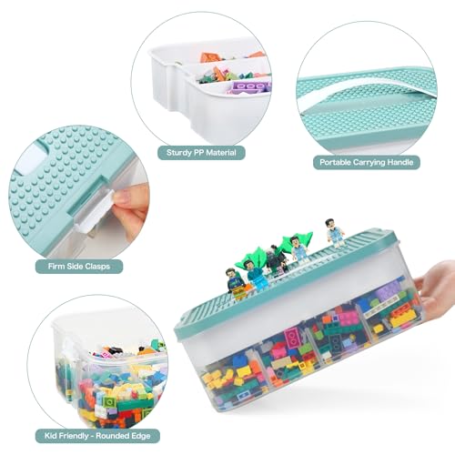 Douorgan Toy Storage Organizer with Compartments and Lid (Blue, 1 Layer) N535315
