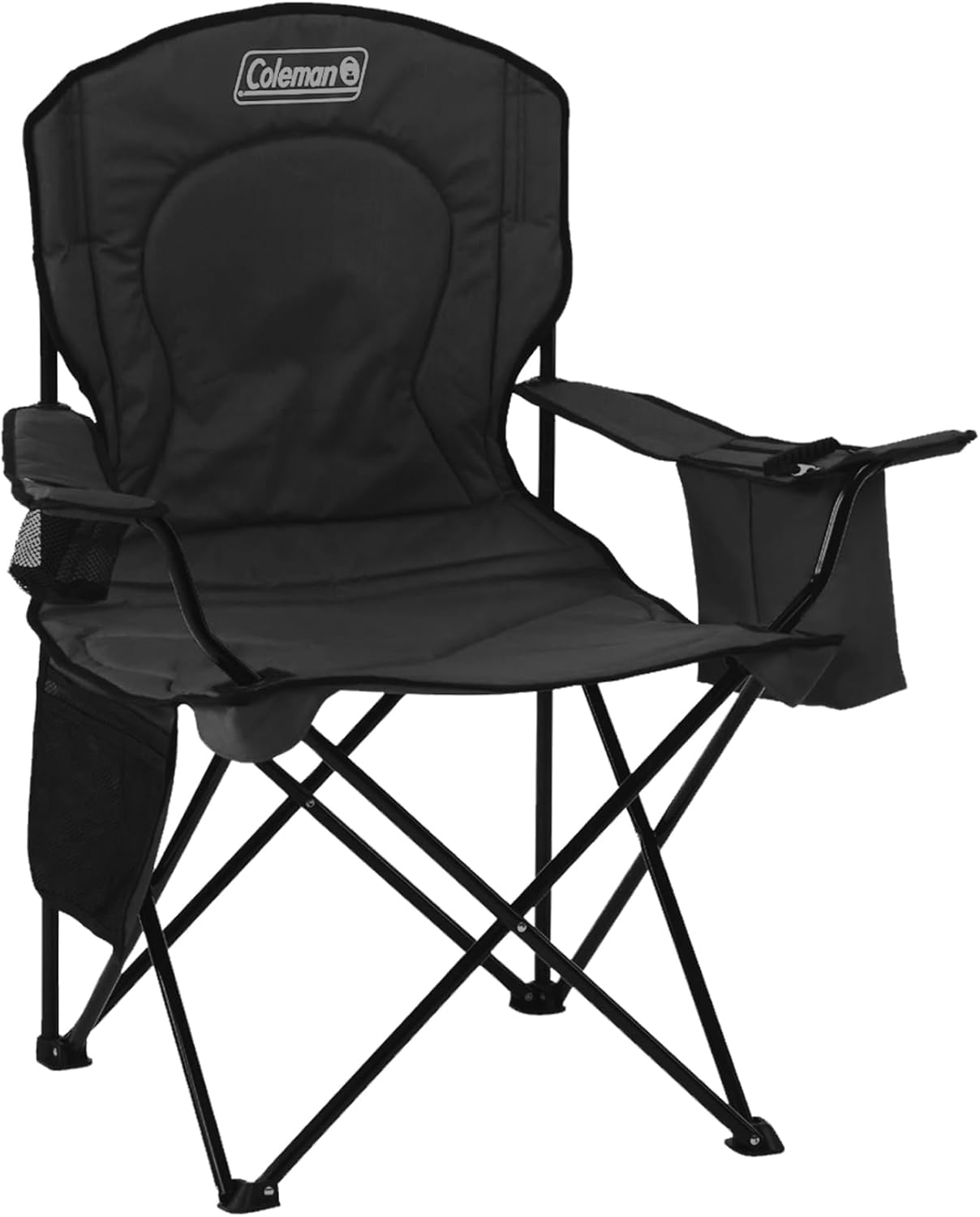 Coleman Carlsbad Dark Room Camping Tent with Screened Porch, 4/6 Person, and Folding Beach Chair with Cooler O37304