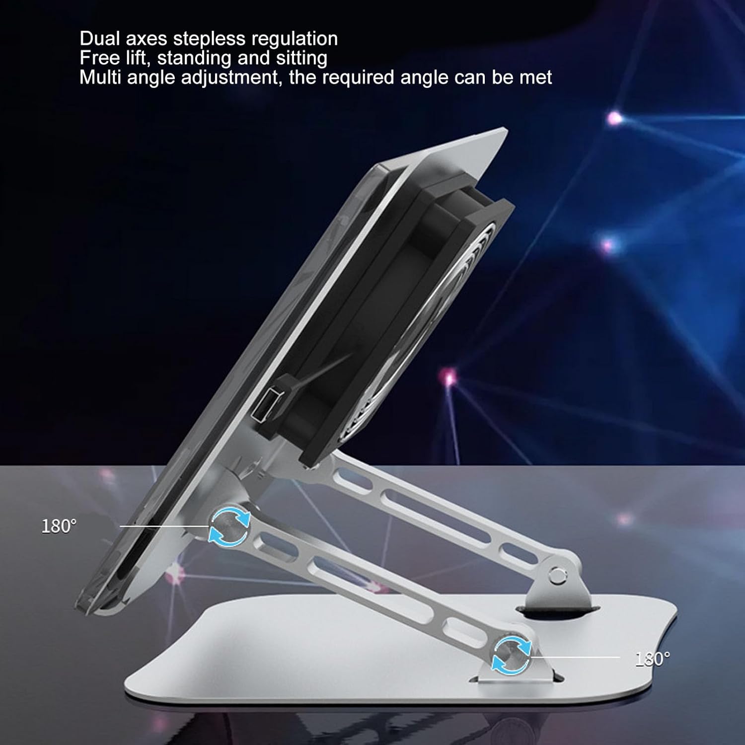 Laptop Cooler Stand, 17in Foldable Aluminum Alloy Cooling Pad with USB Fan G9712