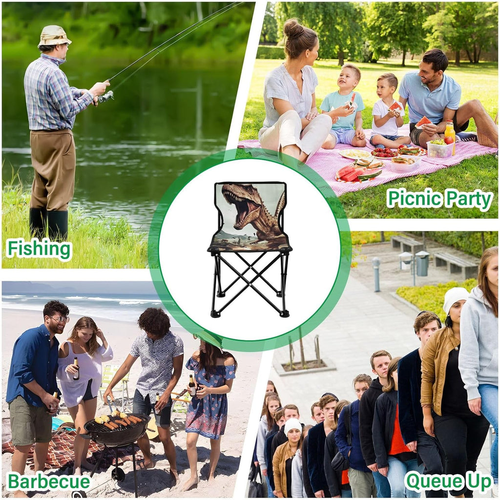 Portable Folding Camping Chair Dinosaur Design Lightweight Beach Chair H358387