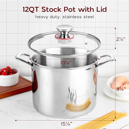 Tri-Ply 18/10 Stainless Steel Stock Pot 8 Quart with Lid H393