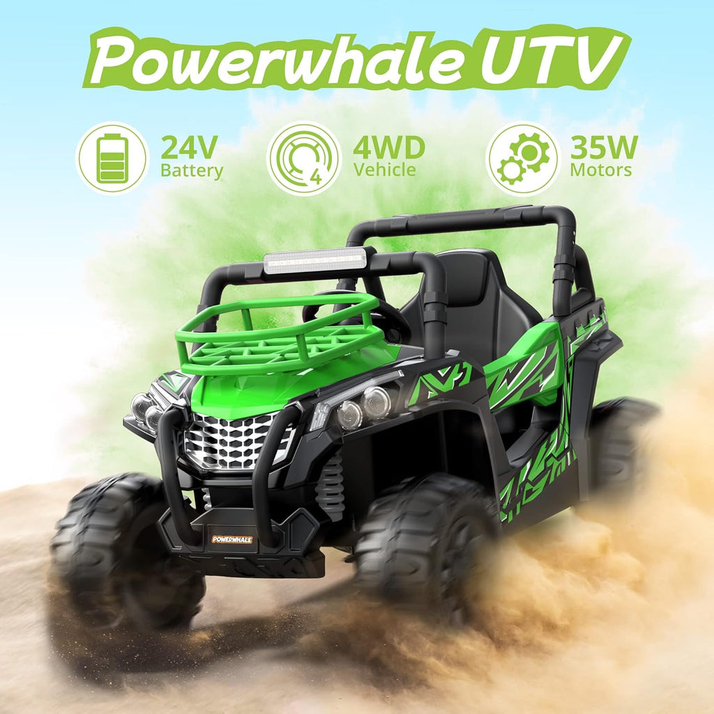 24V Kids Ride On UTV 4WD Electric Car with Remote Control, Green R981