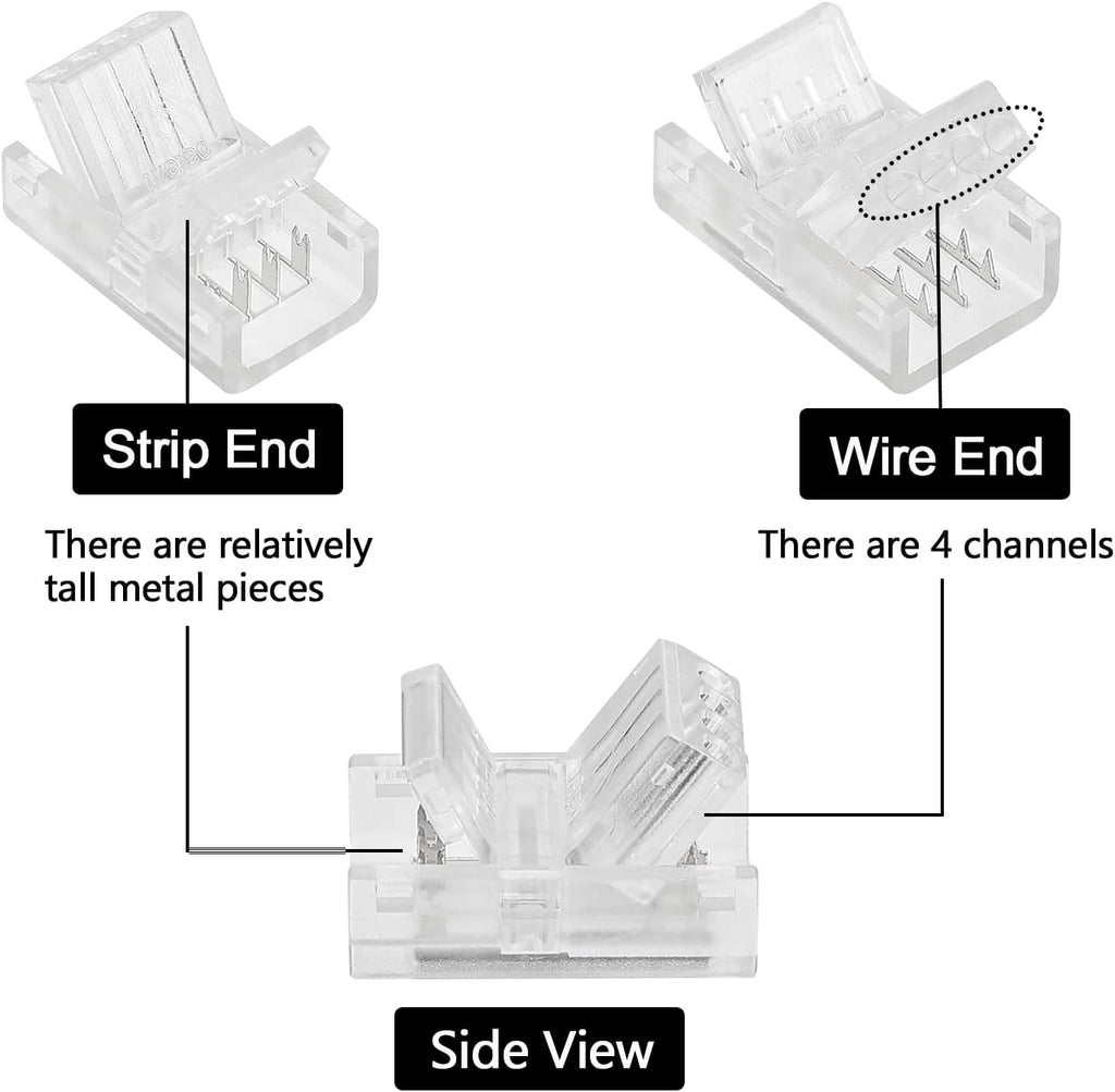 SUPERNIGHT 4 Pin LED Connector for 10mm RGB 5050 LED Strip Lights with Extension Cable P335594