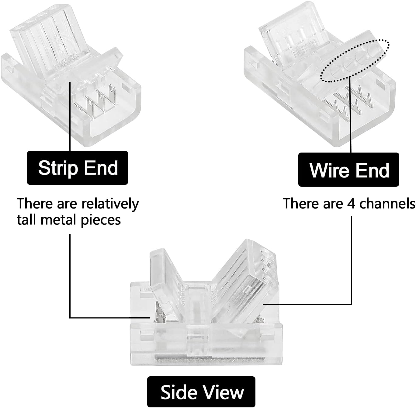 SUPERNIGHT 4 Pin LED Connector for 10mm RGB 5050 LED Strip Lights with Extension Cable P335594