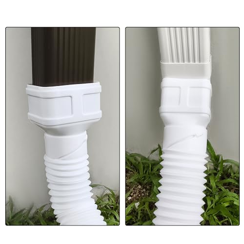 7ft Flexible Gutter Downspout Extension, 3" Drainage Pipe, White, 1-Pack S76160