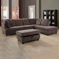 112''*84'' Sectional Couch, Corduroy Sectional Sofa Set, L Shaped Sofa Set for Living Room, Living Room furniture Set Apply to Home, (Sectional Sofa+Ottoman) Brown