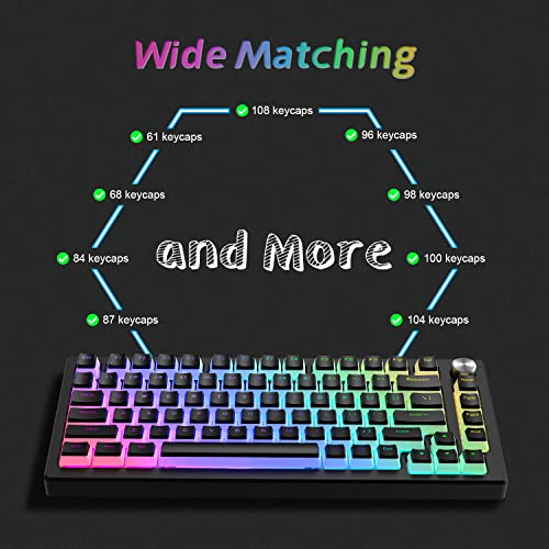 Womier Pudding Keycaps PBT 165 Keys Shine Through OEM Profile Black K98162