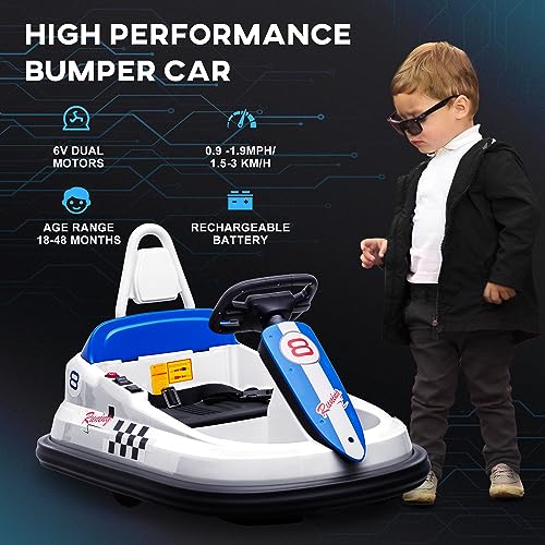 Aosom Toddler Bumper Car 6V Electric Ride-On with EVA Bumper Edges, Red X8428