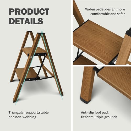 3 Step Ladder, Aluminum Folding Stool with Anti-Slip Pedal, 330lbs Capacity X758