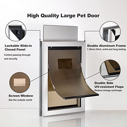 Heavy Duty Aluminum Dog Door for Large Dogs, Insulated & Lockable F482404
