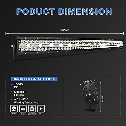 20 Inch 420W Triple Row LED Light Bar Combo Beam with 4 Inch 60W Fog Lights Wiring Kit for Trucks ATV UTV Jeep Y598