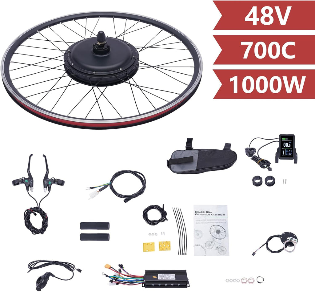 Electric Bike Conversion Kit 48V 1000W Front Hub Motor for 28"/29"/700C Wheels N303