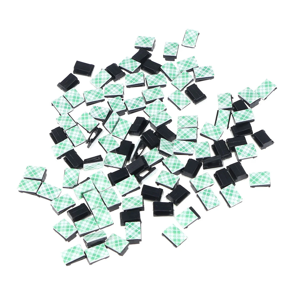 Masteelf 100pcs Black Adhesive Cable Clips Wire Cord Holders G3608